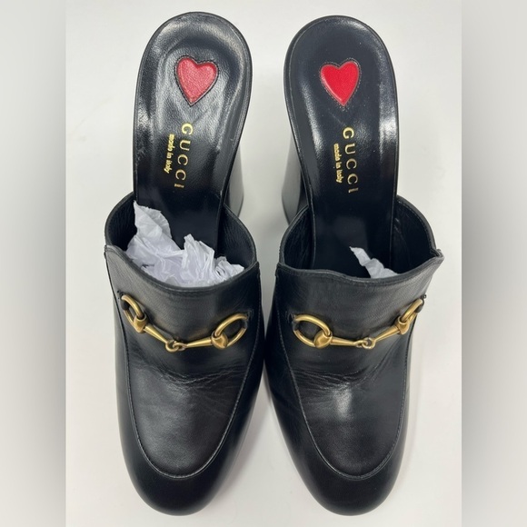 GUCCI Malaga Kid Princetown Horse-bit Julie Mules Heels in Black leather size 39 - Picture 3 of 7